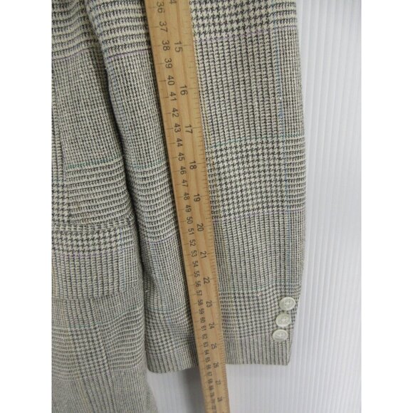 VINTAGE Burberry Sport Coat 40 Blazer Windowpane Houndstooth Jacket - Picture 6 of 13